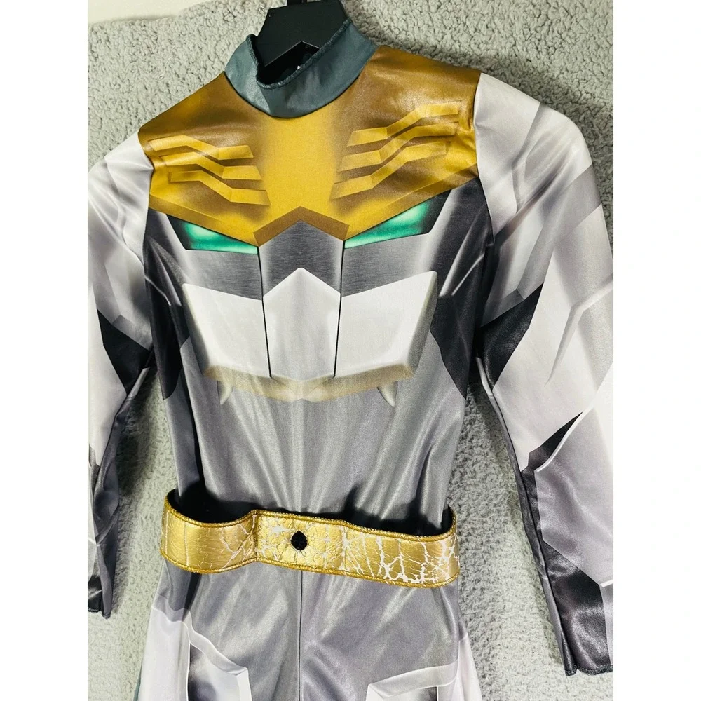 Power Rangers Robo Knight Costume Kids M 7-8 Megaforce Gray Gold Suit